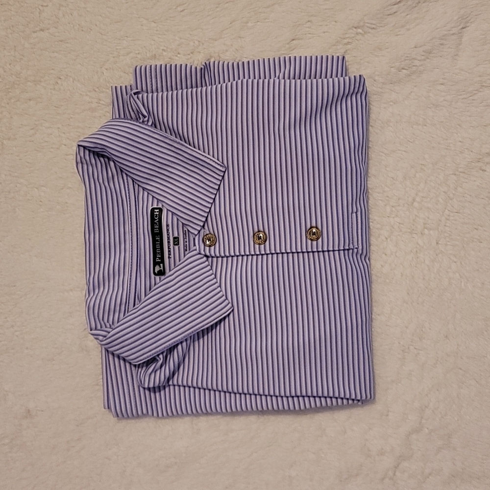 Pebble Beach performance striped‎ polo